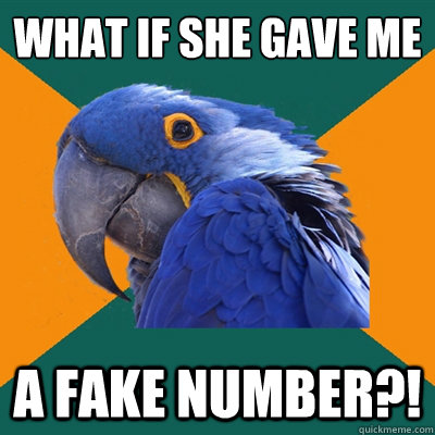 what if she gave me a fake number?!  Paranoid Parrot