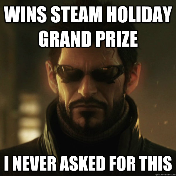 Wins Steam Holiday Grand Prize I never asked for this  Adam Jensen
