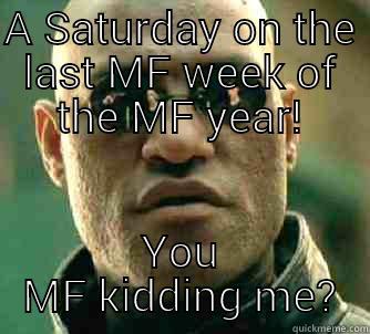 A SATURDAY ON THE LAST MF WEEK OF THE MF YEAR! YOU MF KIDDING ME? Matrix Morpheus