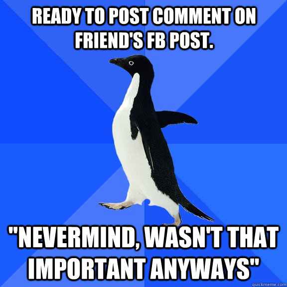 Ready to post comment on friend's FB post. 