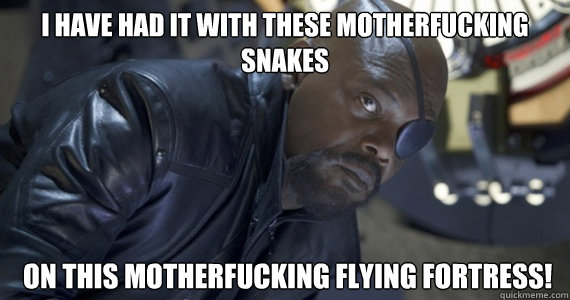 I have had it with these motherfucking snakes  on this motherfucking flying fortress!  Nick Fury