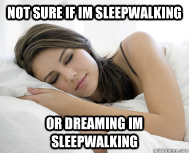 Not sure if im sleepwalking or dreaming im sleepwalking  Sleep Meme
