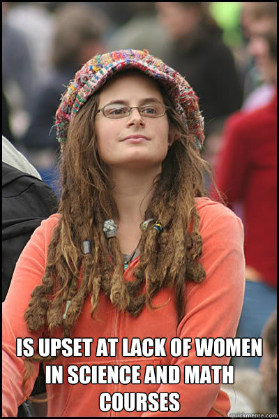 Is upset at lack of women in science and math courses  College Liberal