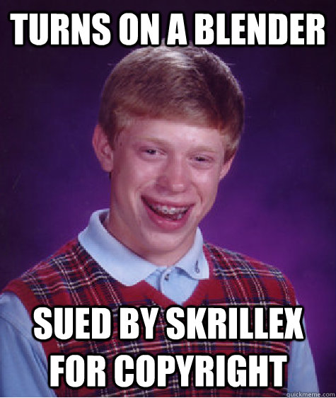 Turns on a blender Sued by Skrillex for Copyright  Bad Luck Brian