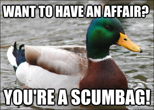 Want to have an affair? You're a scumbag!  Actual Advice Mallard