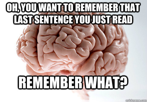 Oh, you want to remember that last sentence you just read Remember what?  ScumbagBrain