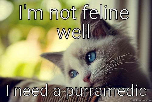 I'M NOT FELINE WELL   I NEED A PURRAMEDIC First World Problems Cat