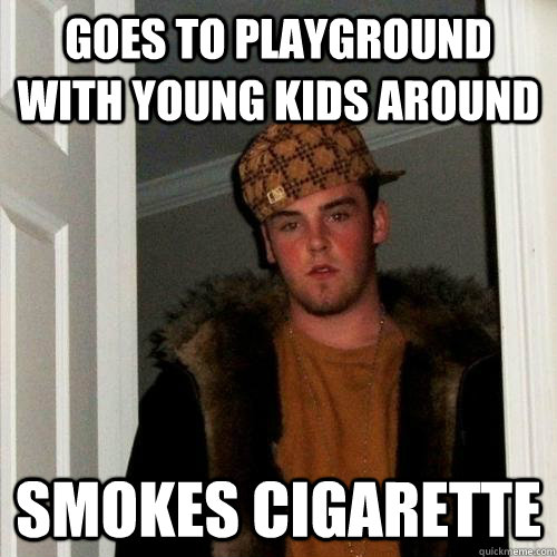 Goes to playground with young kids around Smokes Cigarette - Goes to playground with young kids around Smokes Cigarette  Misc