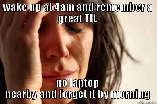 WAKE UP AT 4AM AND REMEMBER A GREAT TIL NO LAPTOP NEARBY AND FORGET IT BY MORNING First World Problems