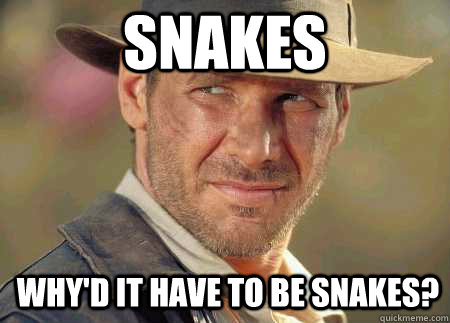 Snakes Why'd it have to be snakes? - Snakes Why'd it have to be snakes?  Indiana Jones Life Lessons
