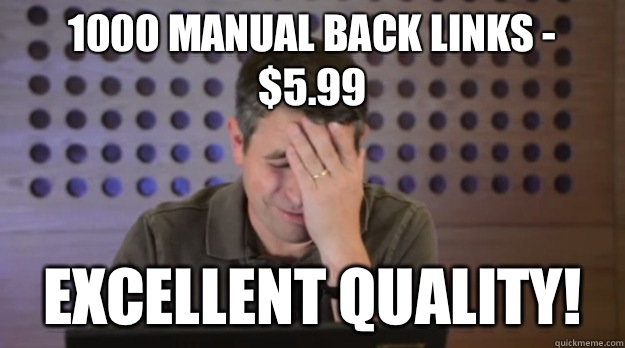 1000 manual back links -  $5.99 Excellent quality!  Facepalm Matt Cutts