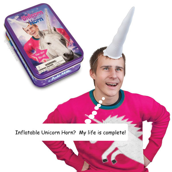 Inflatable Unicorn Horn?  My life is complete!  