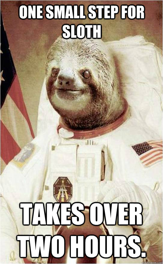One small step for sloth Takes over two hours. - One small step for sloth Takes over two hours.  Astronaut Rape Sloth
