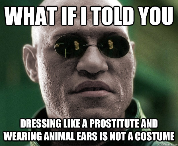 What if i told you dressing like a prostitute and wearing animal ears is not a costume  White Morphius