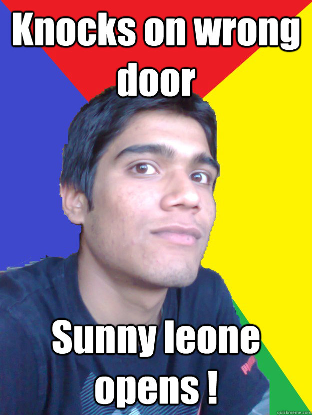 Knocks on wrong door Sunny leone opens !  Lucky Indian Guy