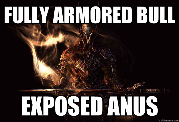 Fully Armored bull Exposed anus  