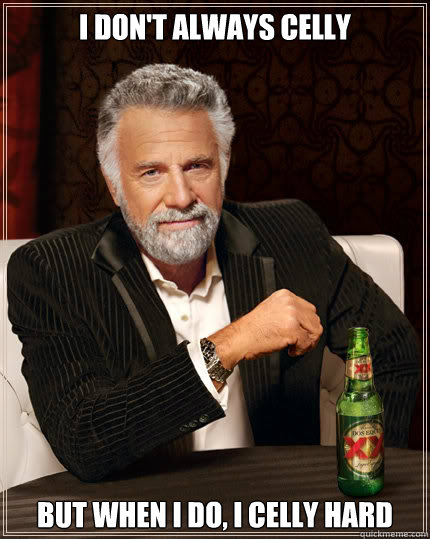 I don't always celly  BUT WHEN I DO, i celly hard  Dos Equis man
