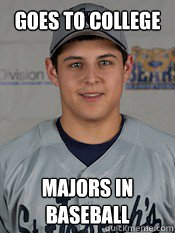 Goes to college Majors in baseball   