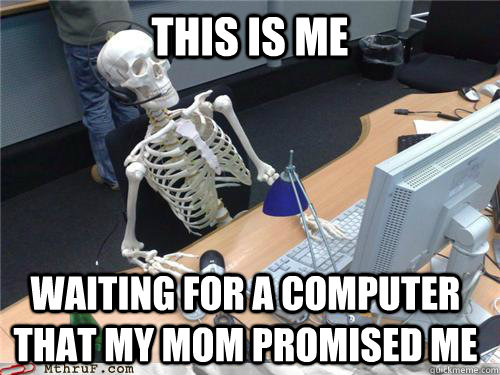 This is me waiting for a computer that my mom promised me  Waiting skeleton