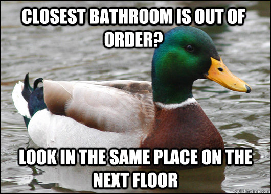Closest bathroom is out of order? Look in the same place on the next floor  Actual Advice Mallard
