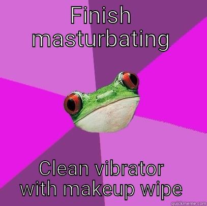 FINISH MASTURBATING CLEAN VIBRATOR WITH MAKEUP WIPE Foul Bachelorette Frog