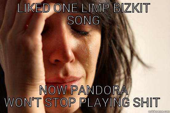 LIKED ONE LIMP BIZKIT SONG NOW PANDORA WON'T STOP PLAYING SHIT MUSIC First World Problems