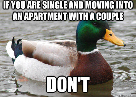 If you are single and moving into an apartment with a couple don't - If you are single and moving into an apartment with a couple don't  Actual Advice Mallard