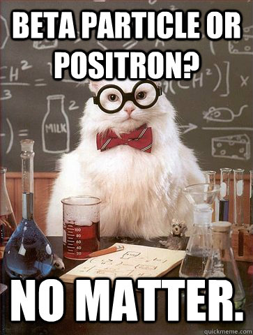 Beta Particle or Positron? no matter.  Science Cat