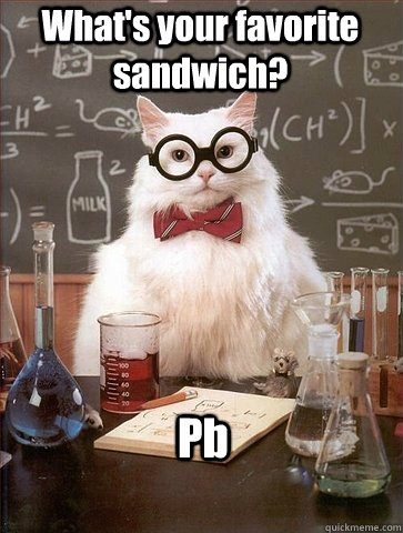 What's your favorite sandwich? Pb  Chemistry Cat