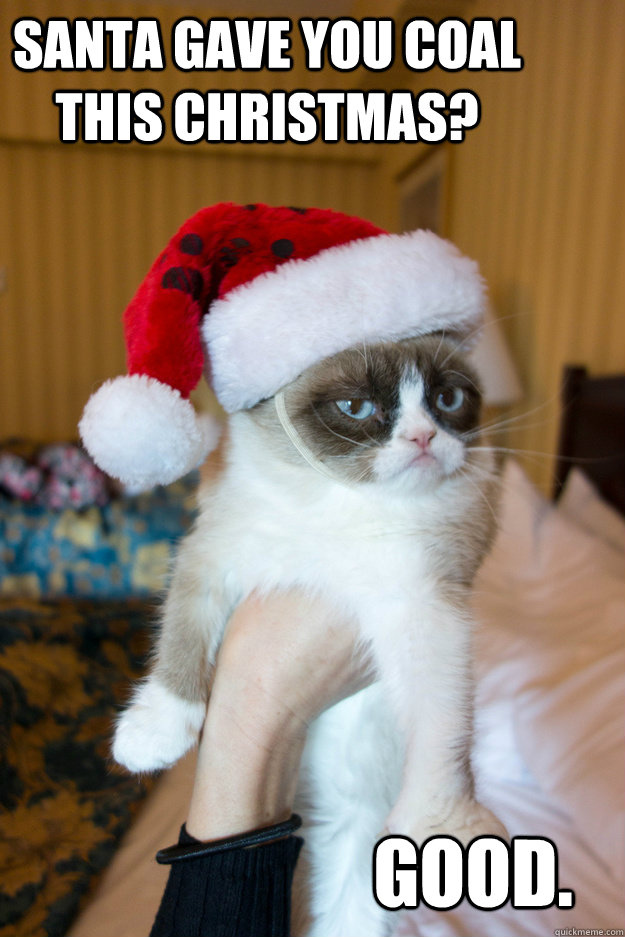 Santa gave you coal this Christmas? Good.  Grumpy xmas