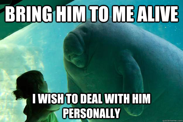 bring him to me alive I wish to deal with him personally  Overlord Manatee