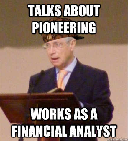 Talks about pioneering Works as a financial analyst  