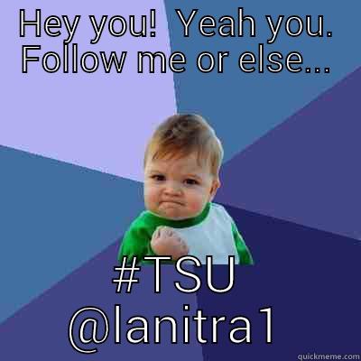 HEY YOU!  YEAH YOU. FOLLOW ME OR ELSE... #TSU @LANITRA1 Success Kid