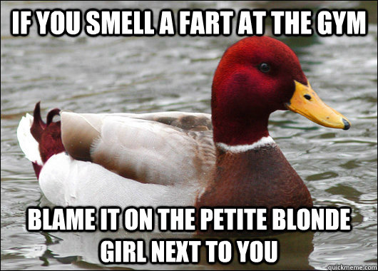 If you smell a fart at the gym Blame it on the petite blonde girl next to you  Malicious Advice Mallard