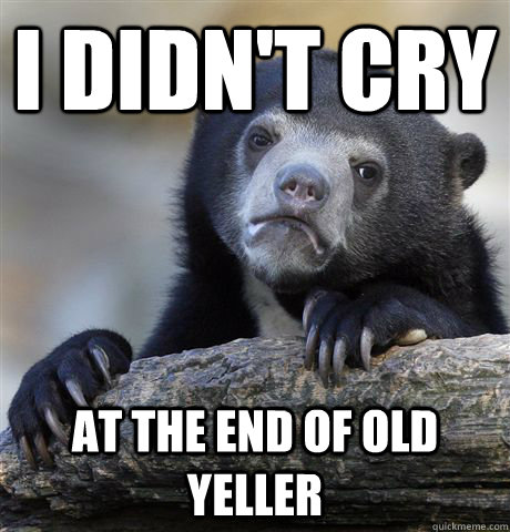 I didn't cry at the end of Old Yeller  Confession Bear