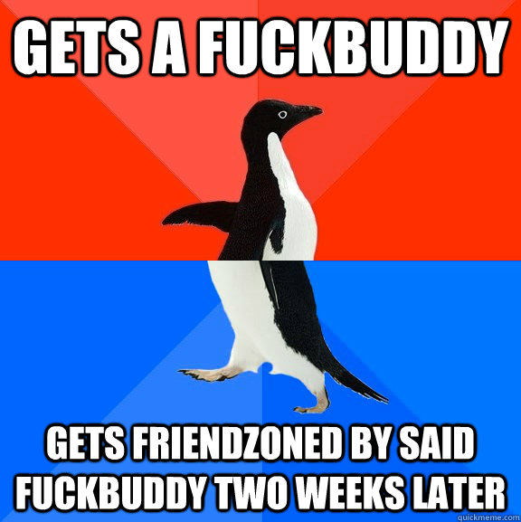 gets a fuckbuddy gets friendzoned by said fuckbuddy two weeks later  Socially Awesome Awkward Penguin