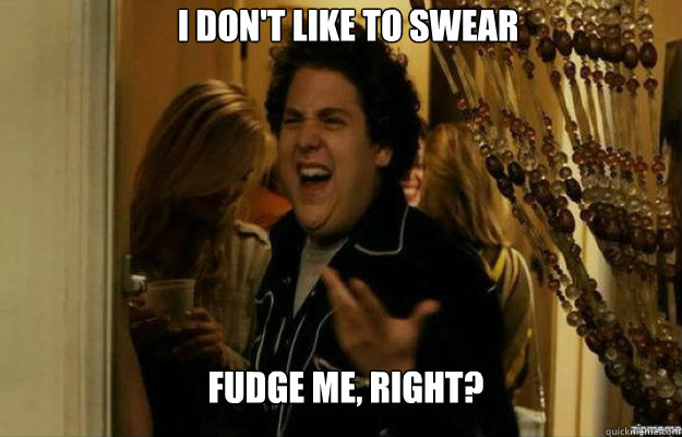 i don't like to swear fudge ME, RIGHT?  fuck me right