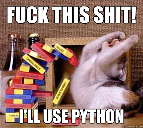 FUCK THIS SHIT! I'LL USE PYTHON  Jenga Cat