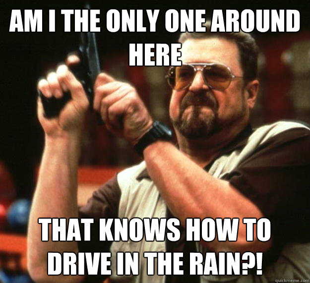 am I the only one around here that knows how to drive in the rain?! - am I the only one around here that knows how to drive in the rain?!  Angry Walter