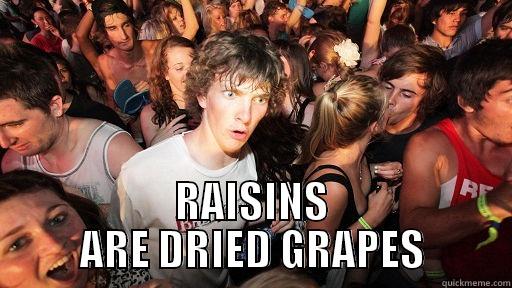  RAISINS ARE DRIED GRAPES Sudden Clarity Clarence