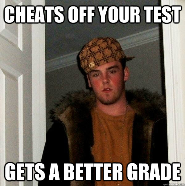 Cheats off your test gets a better grade  Scumbag Steve