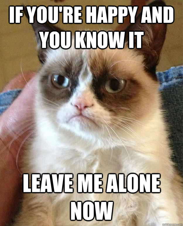 If you're happy and you know it Leave me alone now  Grumpy Cat