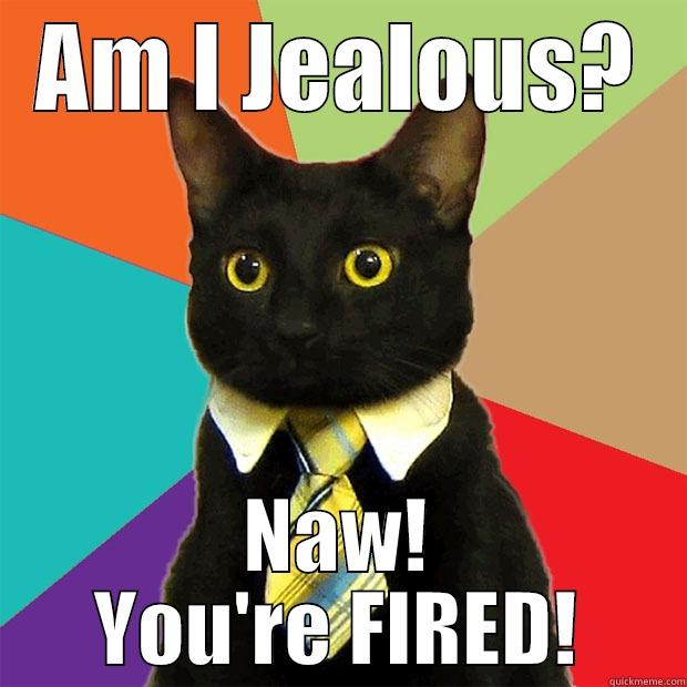 AM I JEALOUS? NAW! YOU'RE FIRED! Business Cat