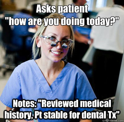 Asks patient
