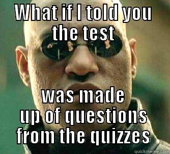 WHAT IF I TOLD YOU THE TEST WAS MADE UP OF QUESTIONS FROM THE QUIZZES Matrix Morpheus
