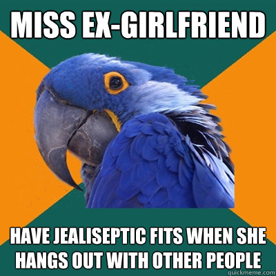 miss ex-girlfriend have jealiseptic fits when she hangs out with other people  Paranoid Parrot