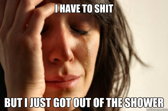 I have to shit but I just got out of the shower  First World Problems