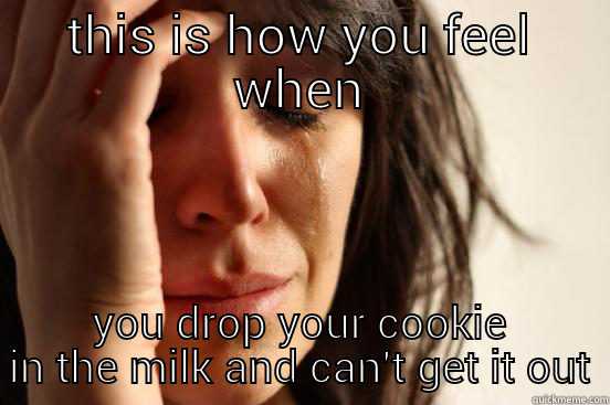 THIS IS HOW YOU FEEL WHEN YOU DROP YOUR COOKIE IN THE MILK AND CAN'T GET IT OUT First World Problems