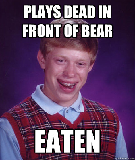 Plays dead in front of bear eaten  Bad Luck Brian