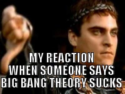  MY REACTION WHEN SOMEONE SAYS BIG BANG THEORY SUCKS Downvoting Roman